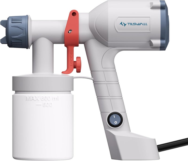 TILSWALL HVLP Paint Sprayer, Upgraded Ultra-Light Electric Spray Gun with 20 fl oz Detachable Cup, 2 Nozzles & 3 Patterns, Perfect for Furniture, Cabinets, Fence, Walls, Doors, Garden & DIY, White - Image 1